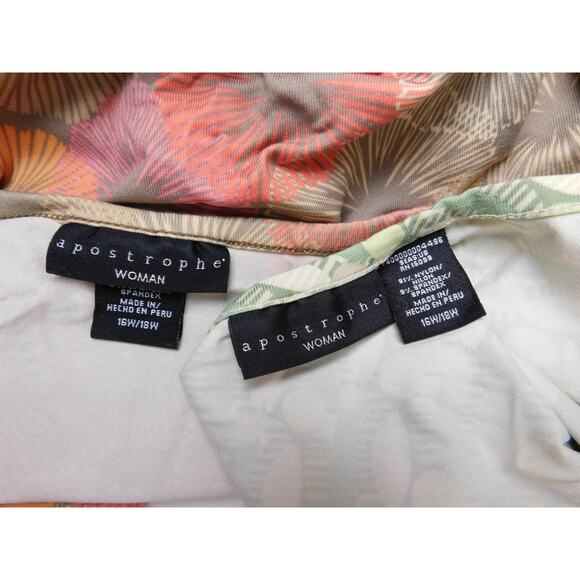 Apostrophe Shirts 16W/18W Lot of 2 Green Orange Red Burst Geometric Casual - Picture 6 of 6